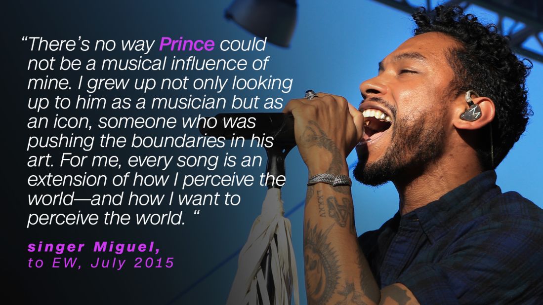 In 2015, singer Miguel said Prince was an inspiration to him.