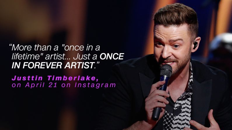 Justin Timberlake said he was a lifelong Prince fan and paid tribute to him on social media. 