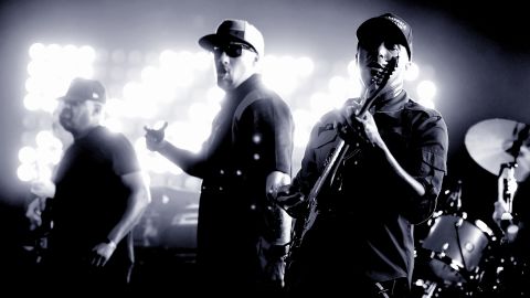Chuck D, B-Real and Tom Morello perform on May 31, 2016 in West Hollywood, California.