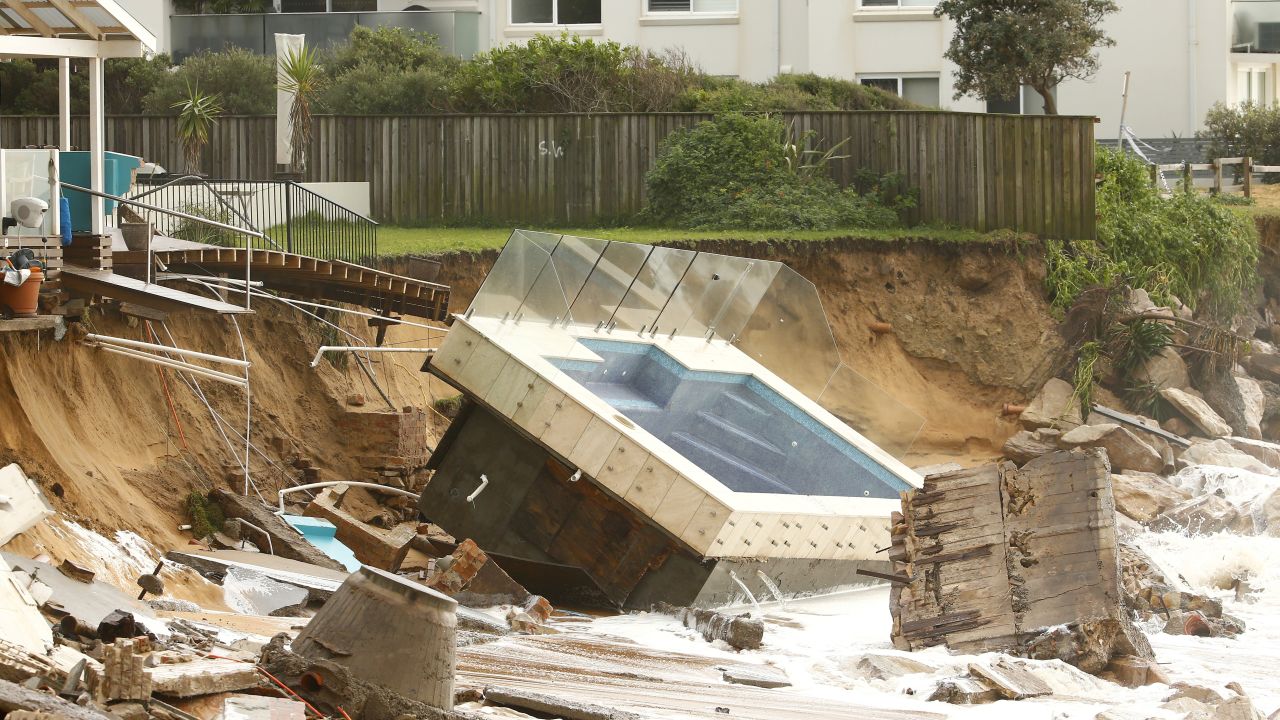A destroyed pool from a house on Sydney's Collaroy Beach.