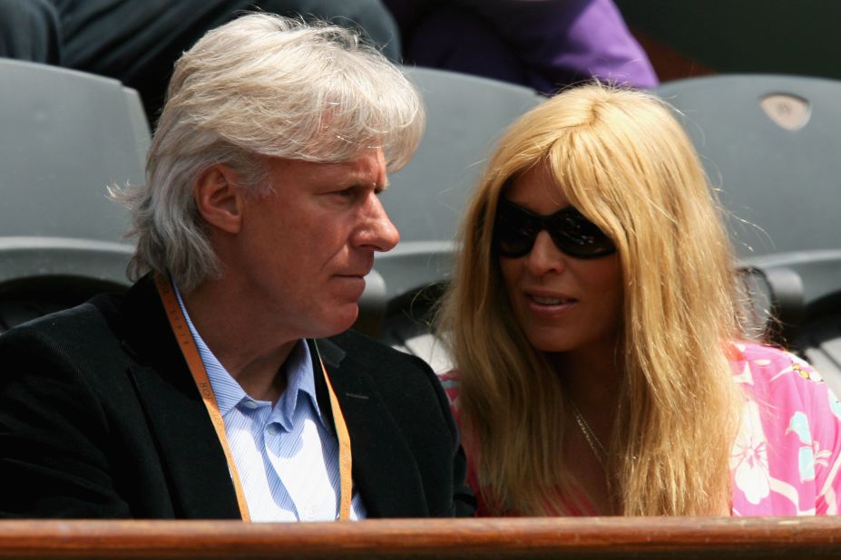 Former Swedish tennis player Bjorn Borg and his wife Patricia Ostfeldt watch the action at the French Open at Roland Garros. Eleven-time grand slam winner Borg has been taken aback by the parental pressure he's seen on the junior tennis circuit in Sweden.