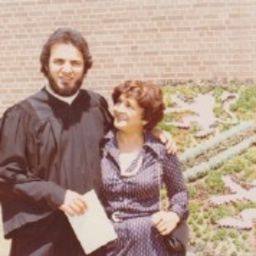 O'Leary and his mother Georgette celebrate his graduation.
