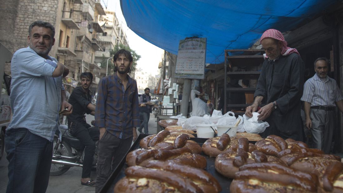 A food vendor sets up in Aleppo, Syria, on Monday, June 6.