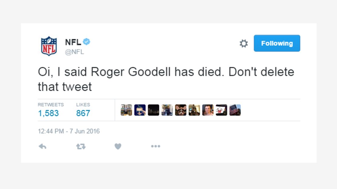 Nfls Twitter Account Hacked Said Commish Roger Goodell Died Cnn