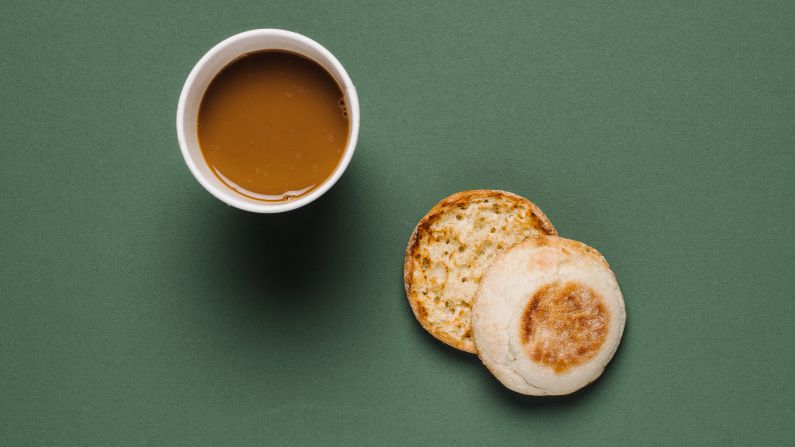 For vegans, doughnuts are out, but you're safe with an English muffin and a latte with almond milk.