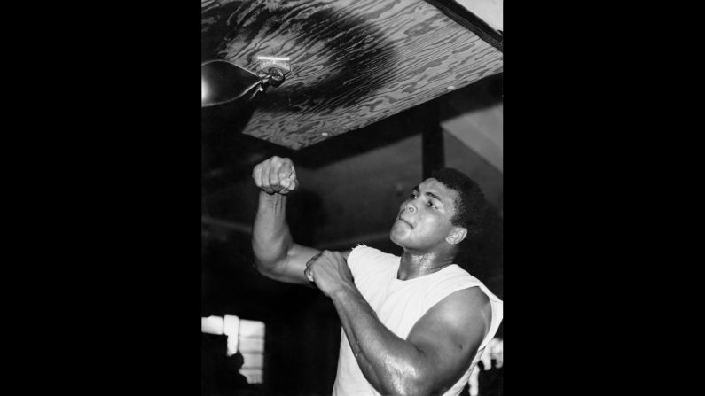 Muhammad Ali trains at the 5th Street Gym in Miami in December 1965. The photo was taken by <a href="http://www.georgekalinsky.com" target="_blank" target="_blank">George Kalinsky,</a> an amateur who noticed Ali on the street and then talked his way into the gym. "Ali's trainer, Angelo Dundee, stopped me and said you can't come in unless you pay a dollar," Kalinsky remembers. "I don't know why, but I said to Angelo, 'I'm the photographer of Madison Square Garden.' ... He looked at me and said, 'OK, comedian, come on in.' " Ironically, the Ali photos helped Kalinsky land an actual job at MSG a month later, so it wouldn't be the first time that he and the champ would cross paths.