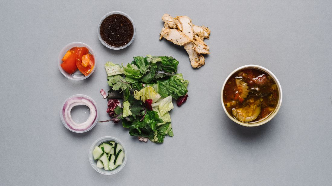 For those counting calories, Panera Bread's seasonal salad with chicken (half) and low-fat vegetarian garden vegetable soup with pesto (1 cup) go a long way toward keeping you full.
