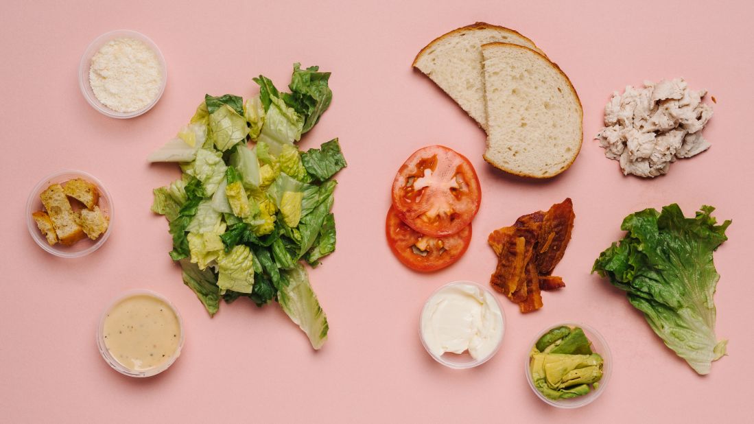 For those who need to keep a close eye on their sugar intake, the roasted turkey and avocado BLT on sourdough (half) and Caesar salad (half) has only 2 grams of sugar; that's just half a teaspoon's worth.