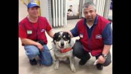 Owen Lima and Blue with Lowe's store manager Paolo Gallo