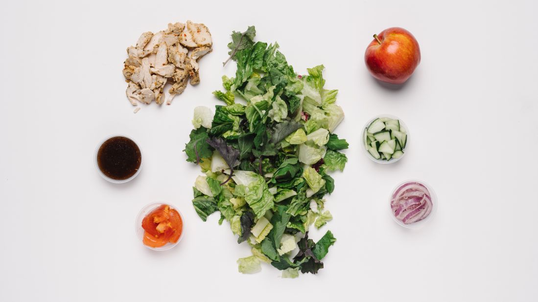 For those who need to keep a close eye on their salt intake, a seasonal green salad with chicken is one of the lowest-sodium items on Panera's menu, at 320 milligrams. Adding an apple gives a potassium boost, which helps to lessen sodium's effects on blood pressure.