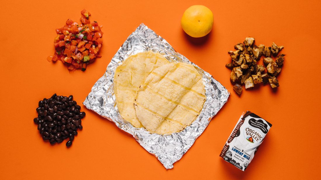 Here is one the best kid options if you're focused on healthy choices within the limits of the menu. Chipotle's tacos with chicken, black beans and tomato salsa off the kids' menu, plus a Mandarin orange and organic milk, are a healthier option than a quesadilla, with added boosts in calcium and vitamin C.