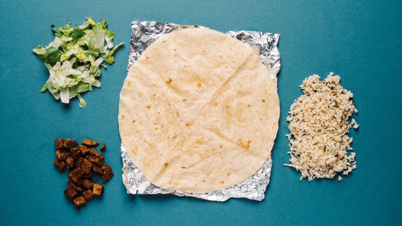 On your way to the gym? The burrito with steak, brown rice and romaine lettuce will fuel muscles with protein and iron for exercise.