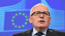 First Vice-President Frans Timmermans gives a press conference at the EU Headquarters in Brussels on April 6, 2016.
The European Union's executive launched a drive Wednesday to overhaul the EU's asylum rules to better share the burden of unprecedented migrant inflows. / AFP / JOHN THYS        (Photo credit should read JOHN THYS/AFP/Getty Images)