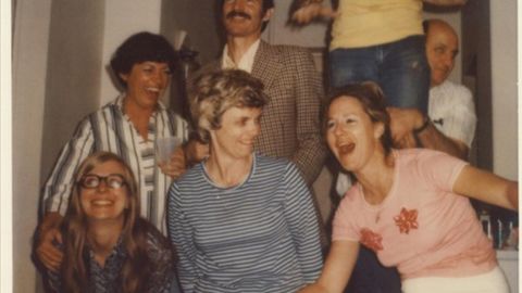 Peterson, right, at a "spontaneous" U.S. Embassy party in Moscow in 1977.