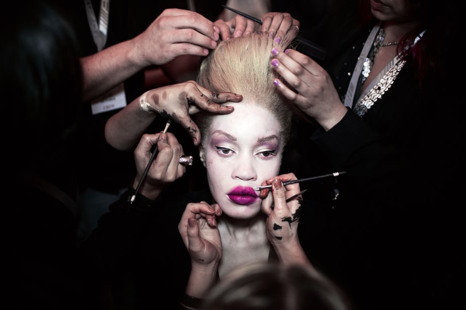 Cape Town-based photographer Per-Anders Pettersson spent five years documenting fashion communities across Africa for his new book, African Catwalk. Spanning more than 40 fashion weeks and 15 countries, his series provides an intimate look at an expanding industry. In this picture, African-American model Diandra Forrest has her makeup and hair done before a show during South Africa Fashion Week. 