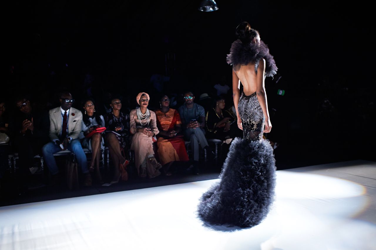 Front row guests watch a show during the Lagos Fashion & Design Week, Nigeria 2013.