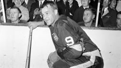 FILE- In this Nov. 10, 1963 file photo, the Detroit Red Wings' Gordie Howe (9)  acknowledges applause from the fans during a 20-minute standing ovation after he scored the 545th cgoal of his National Hockey League career at Detroit's Olympia Stadium, to set the leagues'  to set the all-time scoring mark. The NHL has the best names in the business. Nicknames, that is. Little Ball of Hate. The Great One. Tazer. Bicksy.  How is known as the "Mr. Hockey." (AP Photo/File)