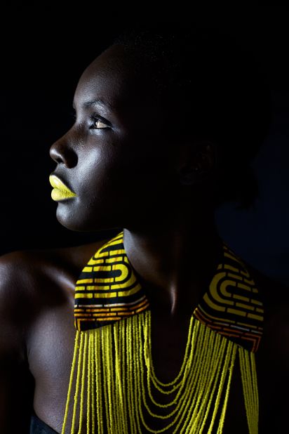 South Africa-based Ugandan model Patricia Akello wears a necklace by Ugandan label Halisi, 2015.