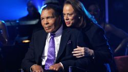 Boxing legend Muhammad Ali (L) and wife Lonnie Ali appear onstage during the Keep Memory Alive foundation's "Power of Love Gala" celebrating Muhammad Ali's 70th birthday at the MGM Grand Garden Arena February 18, 2012 in Las Vegas, Nevada. The event benefits the Cleveland Clinic Lou Ruvo Center for Brain Health and the Muhammad Ali Center. 