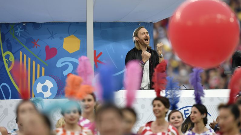 French DJ David Guttea performs during the opening ceremony.