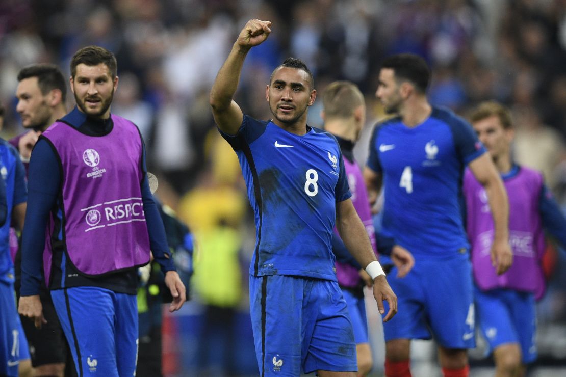 An emotional Dimitri Payet acknowledges the supporters after his magical matchwinner.