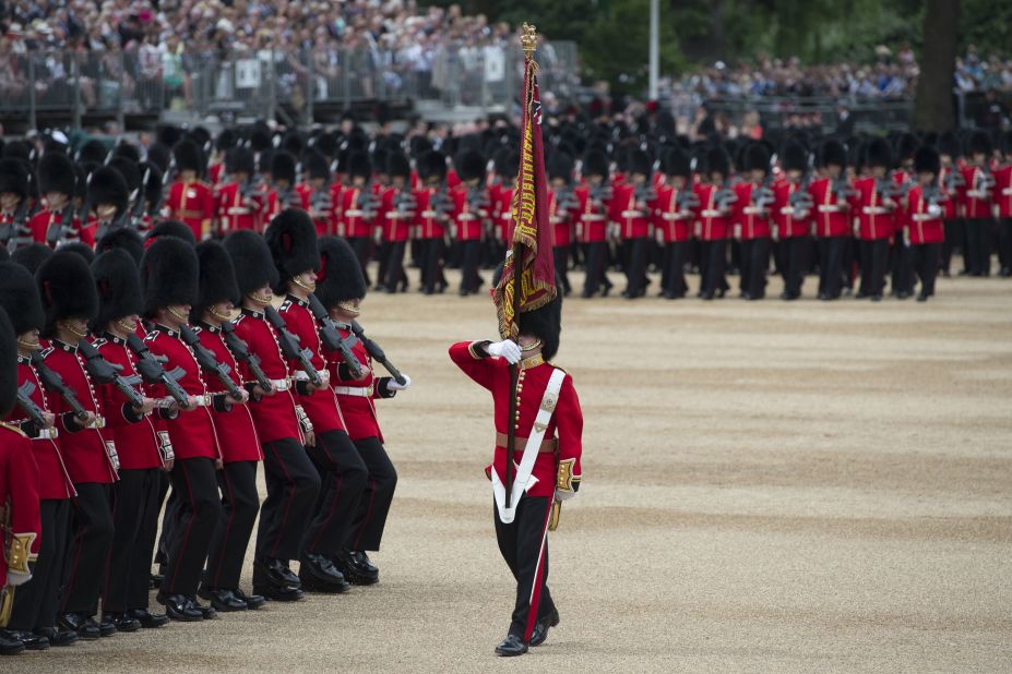Members of Number 7 Company Coldstream Guards look their best during the parade. 