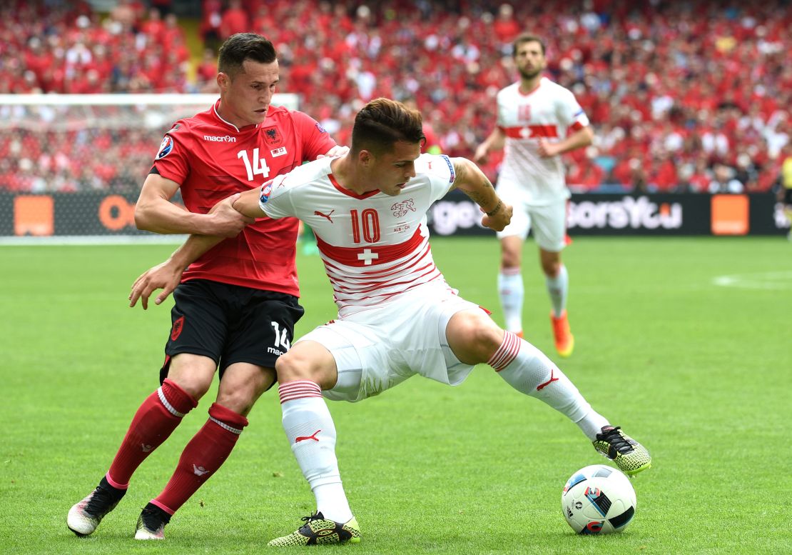 Switzerland's Granit Xhaka faced his brother Taulant -- who represents Albania -- at the Euro 2016 finals. 