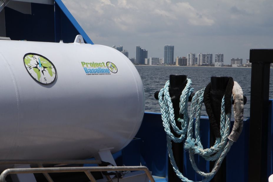 The Baseline Explorer, one of Project Baseline's vessels, is harbored just outside Port Everglades in Fort Lauderdale. While <a href="http://oceanservice.noaa.gov/facts/coral_bleach.html" target="_blank" target="_blank">coral bleaching</a> due to warmer water brought on by climate change and the spread of viruses that can damage coral have played a role in the reefs decline, Robert Carmichael, a member of the the group, says some factors can be quickly and directly addressed, including nutrient loading from outflow pipes and dredging of the ports.