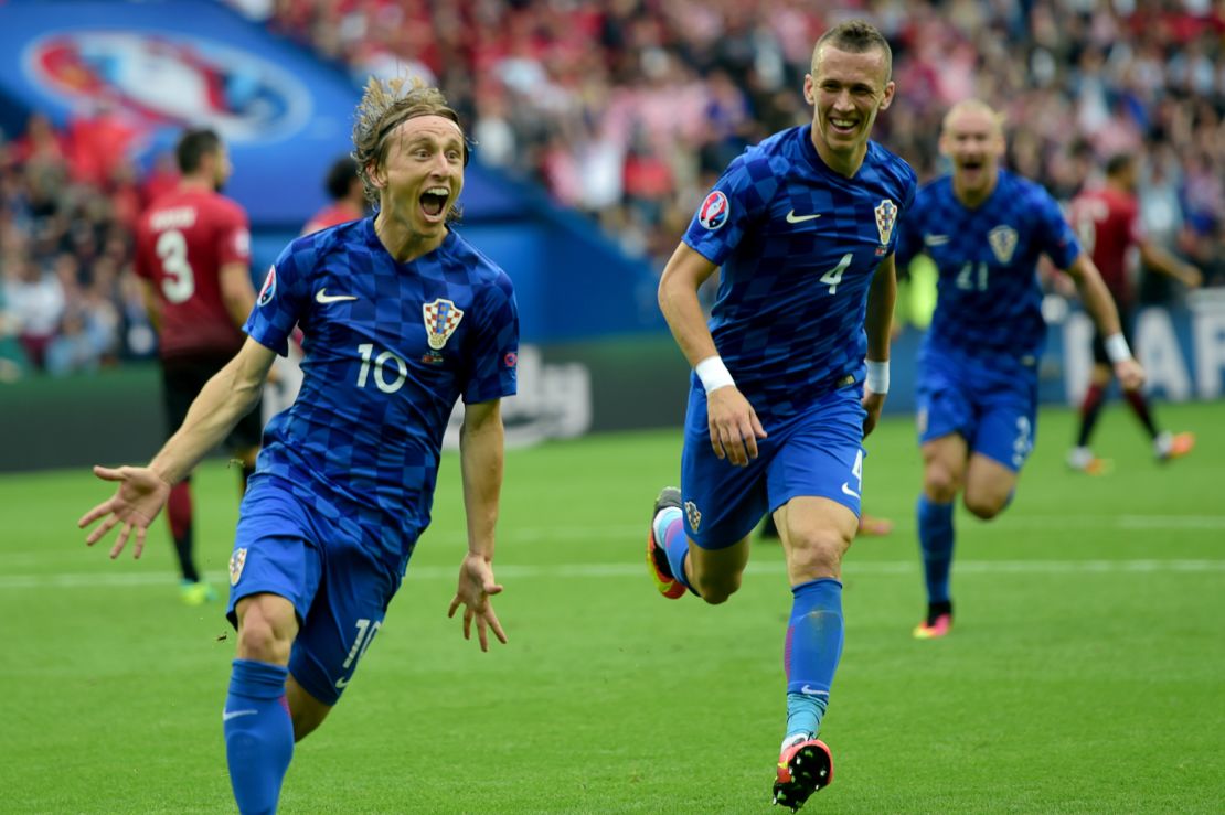 Luka Modric fired Croatia ahead four minutes before the interval.