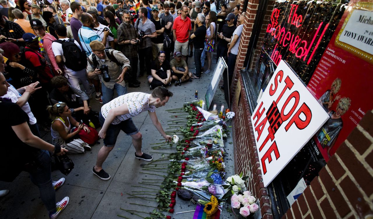 People gather for a vigil June 12 outside the Stonewall Inn in New York. <a href="http://www.cnn.com/2016/05/09/travel/stonewall-inn-nps-national-monument-gay-rights/index.html" target="_blank">Stonewall</a> is considered the birthplace of the gay rights movement.