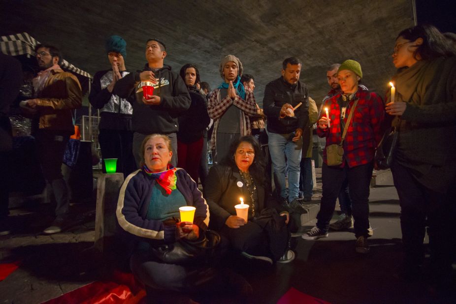 People gather in Sao Paulo, Brazil, to mourn the Orlando victims on June 12.