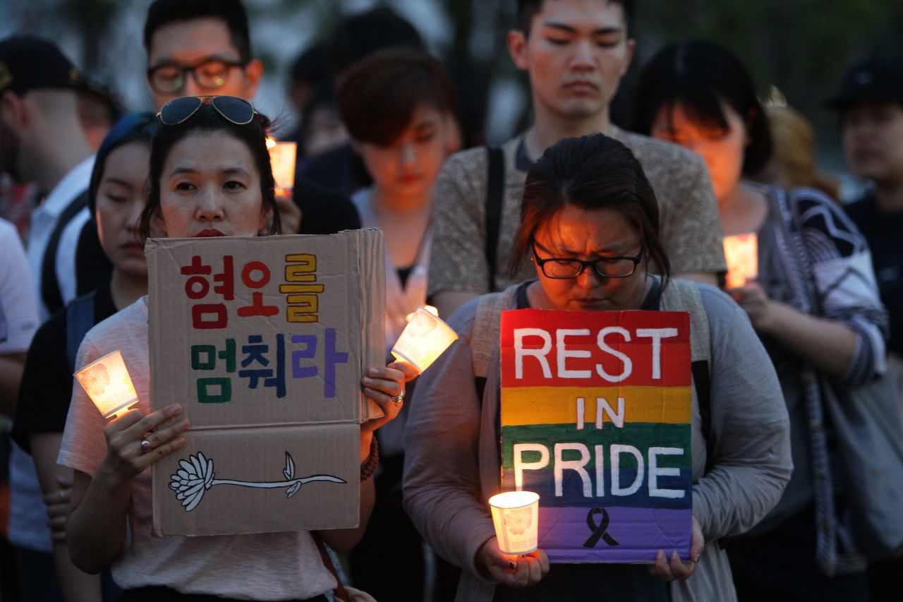 People gather for a vigil in Seoul, South Korea, on June 13.
