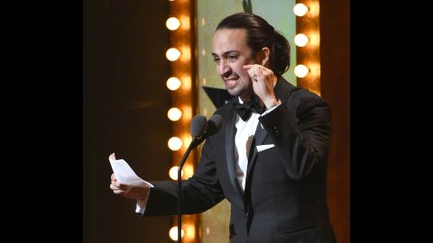 Lin-Manuel Miranda, creator of the musical "Hamilton," delivers a sonnet at the Tony Awards to pay tribute to the Orlando victims.