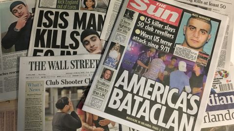 Britain's Sun newspaper drew parallels between the attacks on the Pulse nightclub and Paris's Bataclan concert venue.