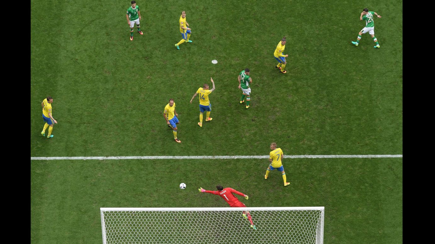 Ireland's Wes Hoolahan, top right, opened the scoring shortly after halftime.