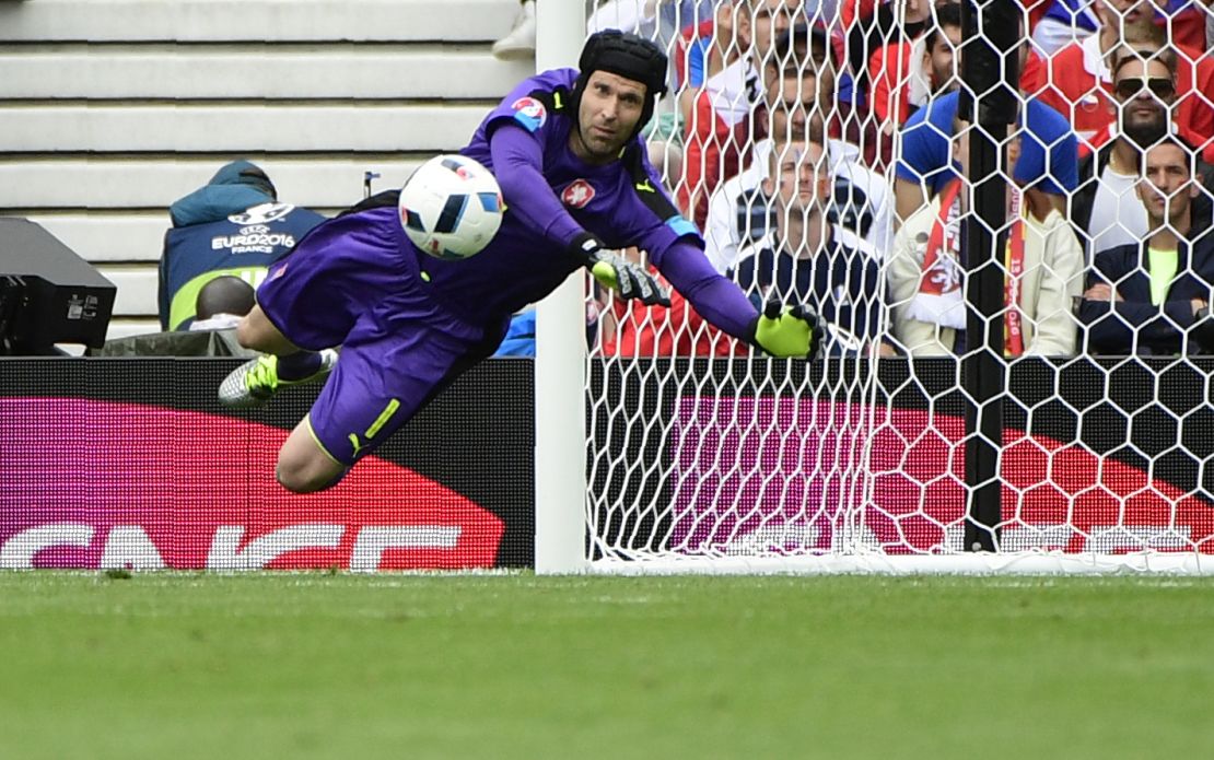Petr Cech pulled off a number of saves to frustrate Spain.