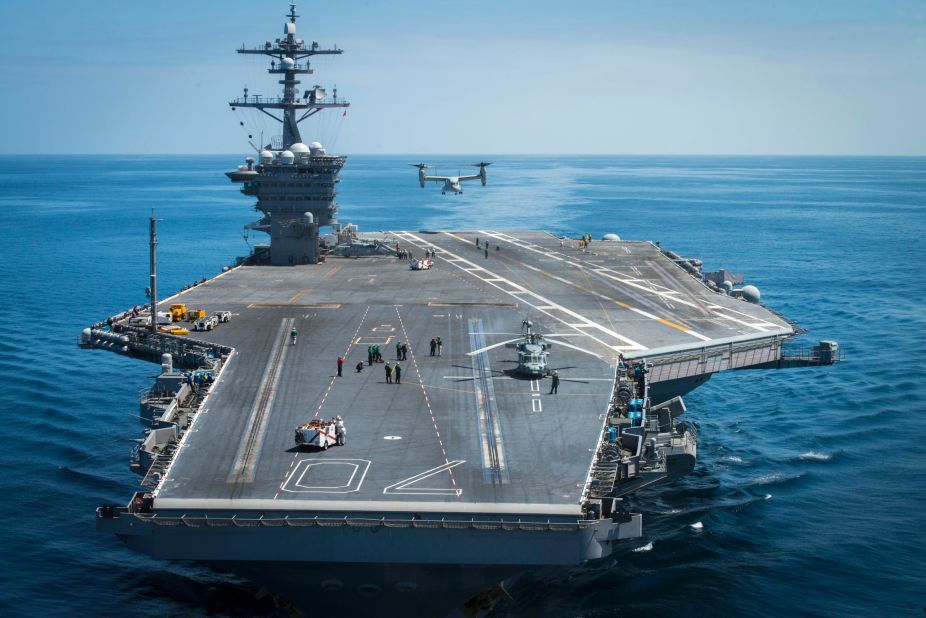  A MV-22B Osprey, from Marine Operational Test and Evaluation Squadron 1, lifts off from the flight deck of the aircraft carrier USS Carl Vinson (CVN 70) on June 12, 2016. Click through the gallery to see other US aircraft carriers.