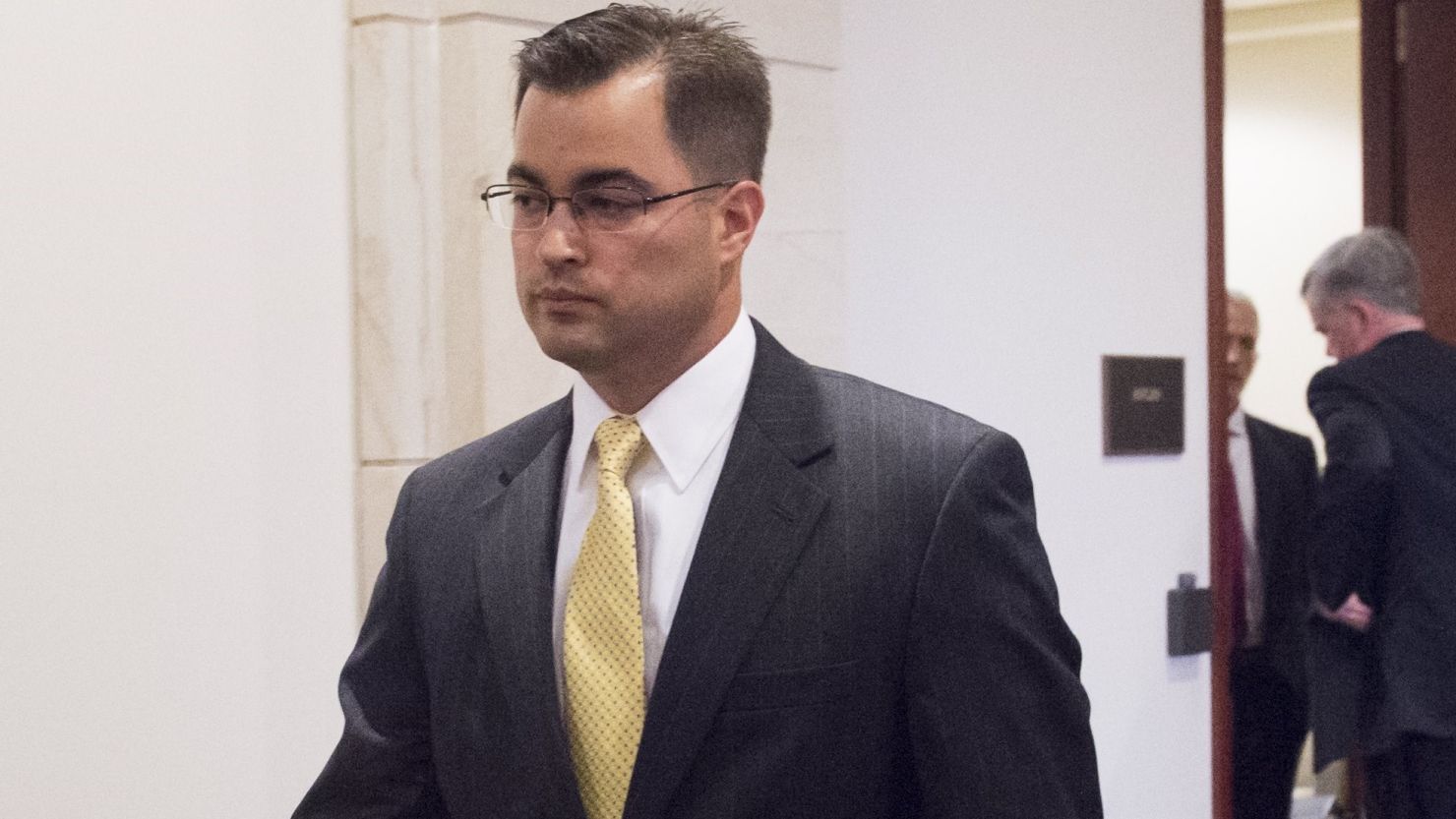 Bryan Pagliano, a former State Department employee who worked on former Secretary of State Hillary Clinton's private email server, leaves after invoking his Fifth Amendment right against self-incrimination before the House Select Committee on Benghazi on Capitol Hill in Washington on September 10, 2015.