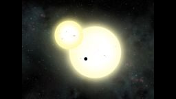 Artist's impression of the simultaneous stellar eclipse of Kepler-1647b.