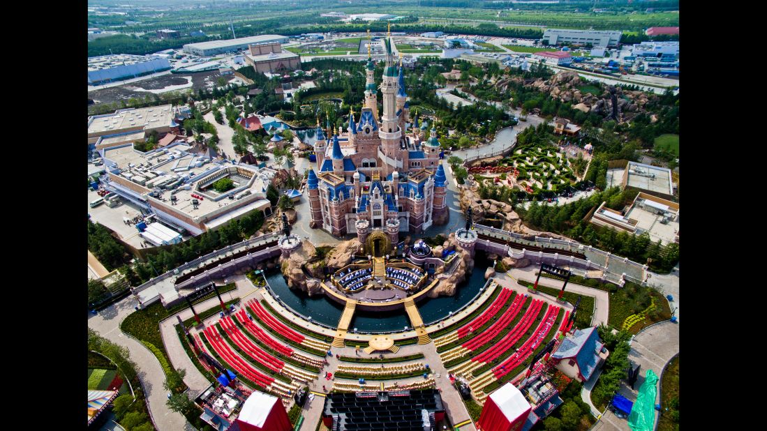 Shanghai Disney Resort opens to the public on June 16. The largest Disney park ever built, it spans a huge area on the outskirts of China's eastern financial capital. These images taken from the air over the past few months show the scale of the project. 
