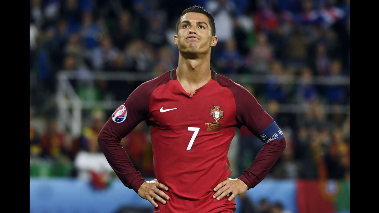 Cristiano Ronaldo reacts during Portugal's 1-1 draw against Iceland. He labeled his opponents as having "small mentalities" after the tiny islanders held on for a draw in its first match at a major international tournament.