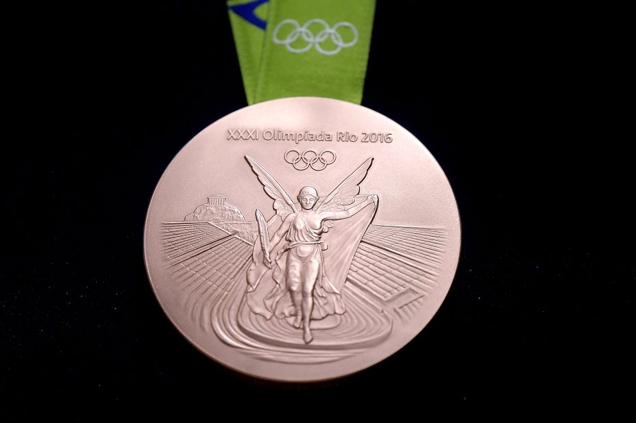 The designs on the medals feature laurel leaves -- a symbol of victory in ancient Greece -- surrounding the Rio 2016 logo, while the other side boasts an image of Nike -- the Greek goddess of victory -- with the Panathinaiko Stadium and the Acropolis in the background.