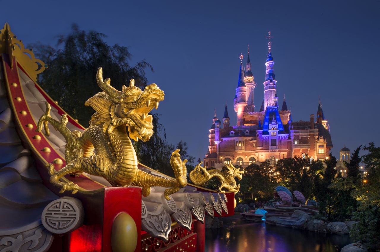 This golden dragon is found in the Voyage to the Crystal Grotto ride's "Mulan" scene.