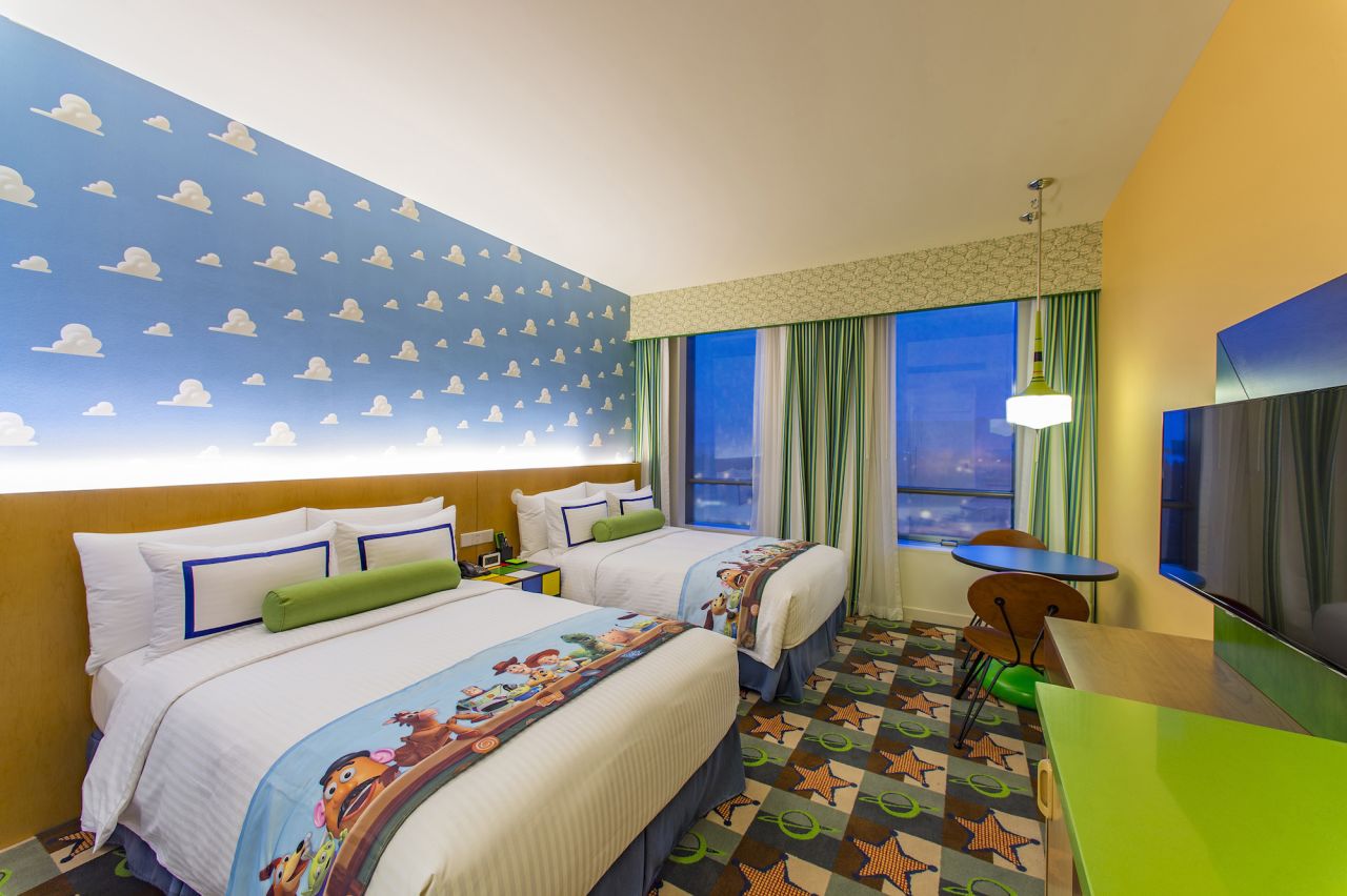 One of the 800 rooms inside Shanghai Disney Resort's Toy Story Hotel.