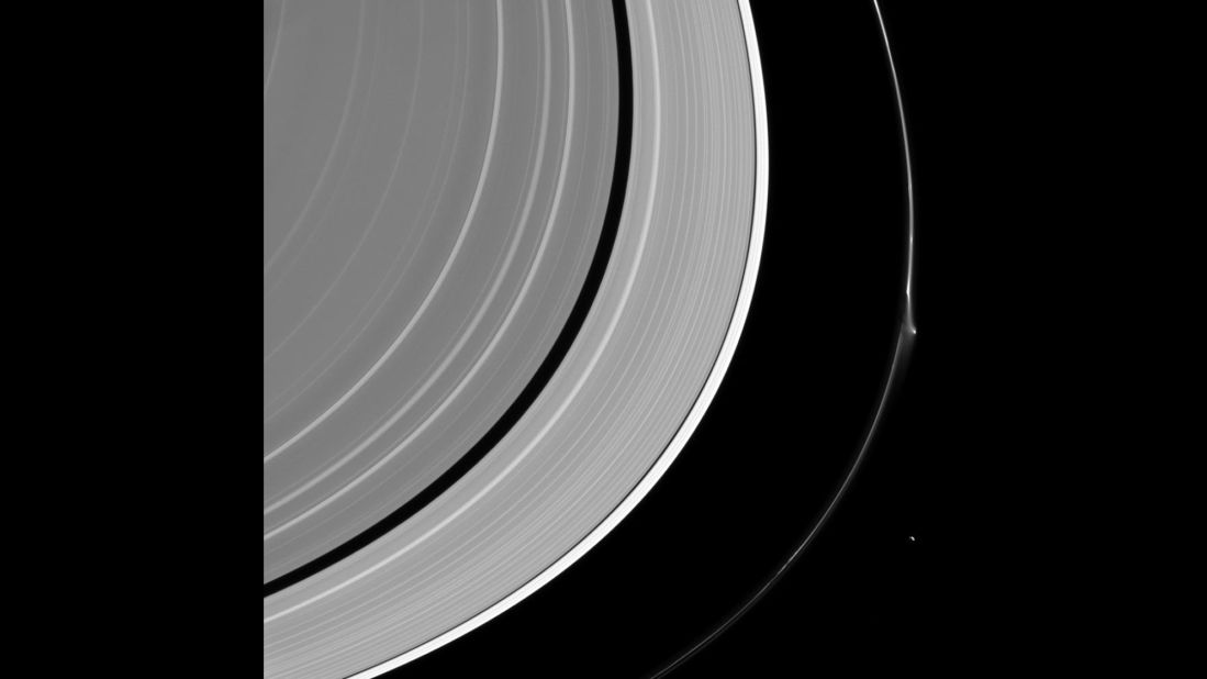 A bright disruption in Saturn's narrow F ring suggests it may have been disturbed recently by the interaction of a small object embedded in the ring itself. They are hard to see, but their handiwork reveals their presence, and scientists use the Cassini spacecraft to study these stealthy sculptors of the F ring.