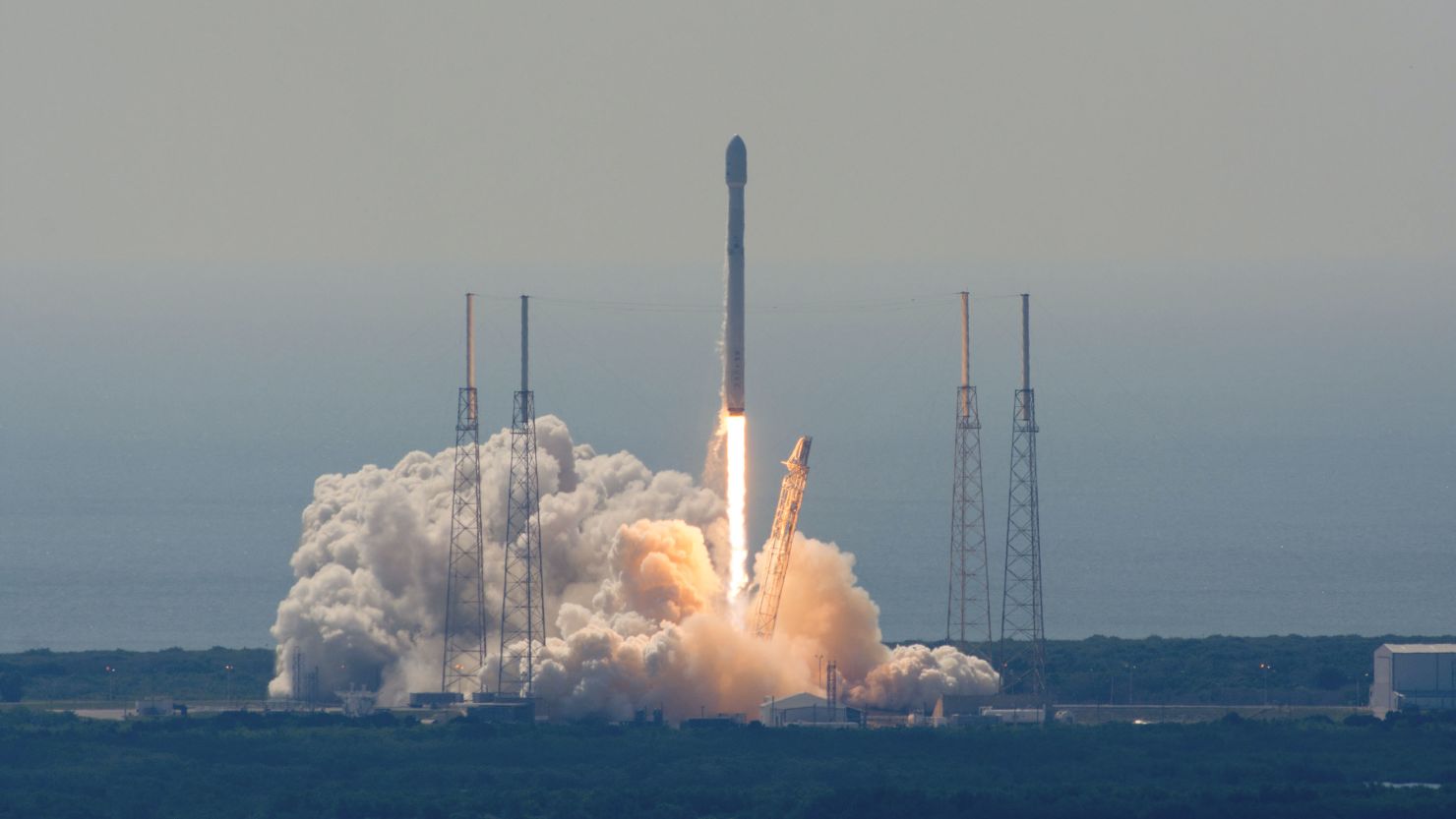 SpaceX launched two satellites into Earth's orbit Wednesday. This photo is from a rocket launch in April 2016.