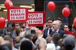 Labour Leader Jeremy Corbyn and former leader Ed Miliband address supporters in Doncaster in May.