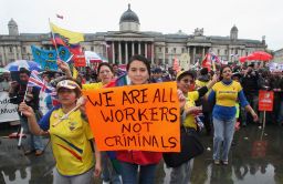 Immigrant workers at a 2007 protest in London against exploitation and discrimination.