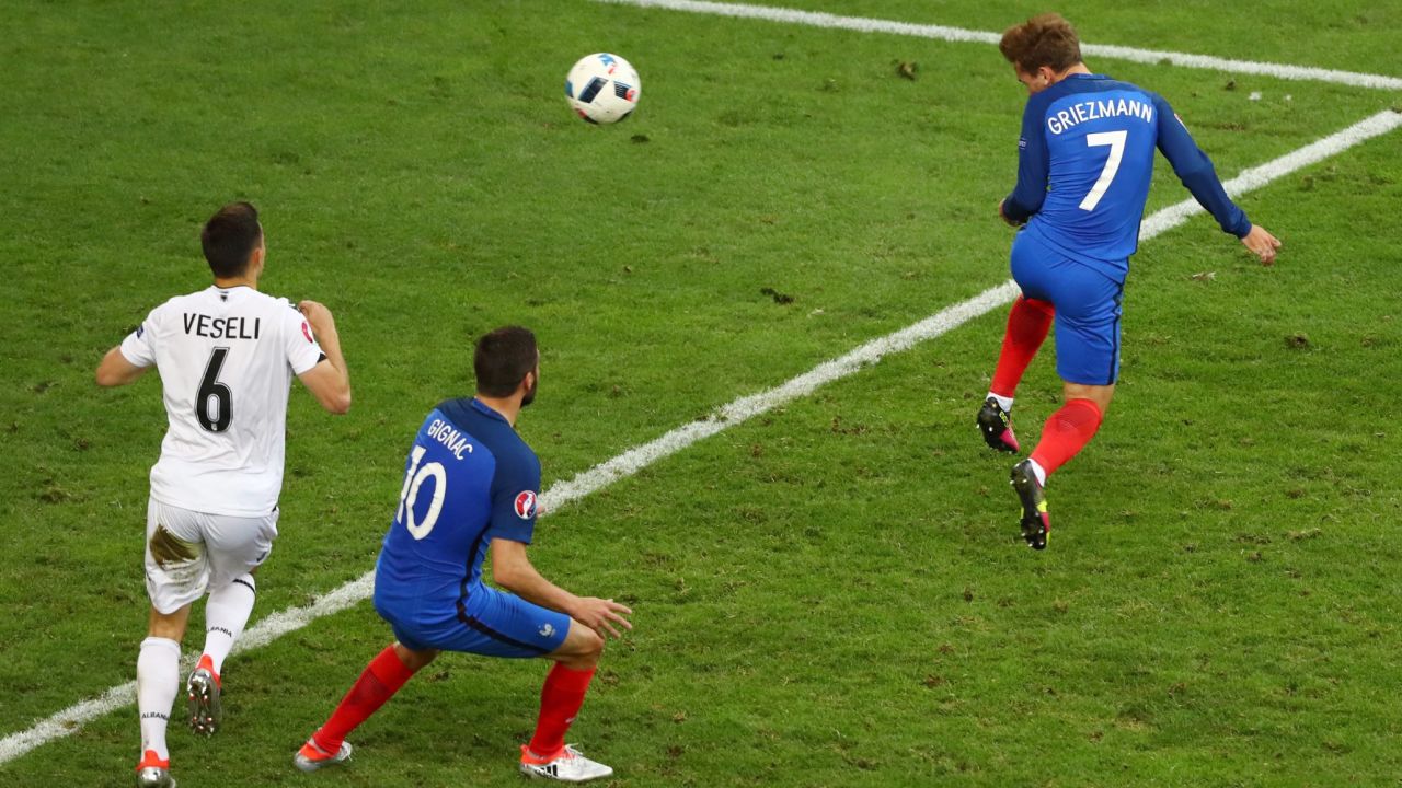 Griezmann heads in the opening goal. The Atletico Madrid star was surprisingly left out of the starting lineup, but he made an impact as a sub.