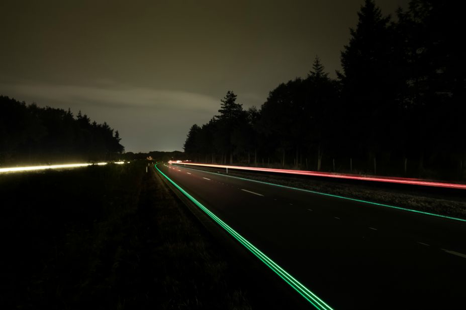 Created by Dutch artist <a href="https://www.studioroosegaarde.net" target="_blank" target="_blank">Daan Roosegaarde</a> and Heijmans Infrastructure, these "Smart Highways" are a series of interactive and sustainable roads. The designers are experimenting with a number of solutions such as glowing lines, pictured, that use sunlight to charge, and glow in the dark.<br /> 